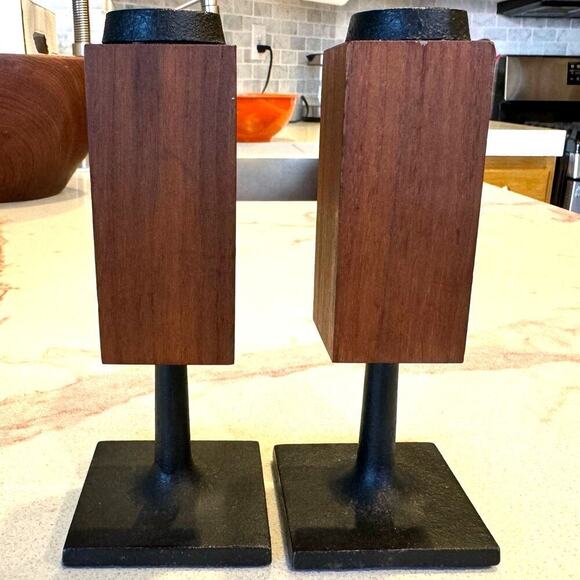 Random Industries Candleholder Danish teak and cast iron MCM vintage - Picture 11 of 12